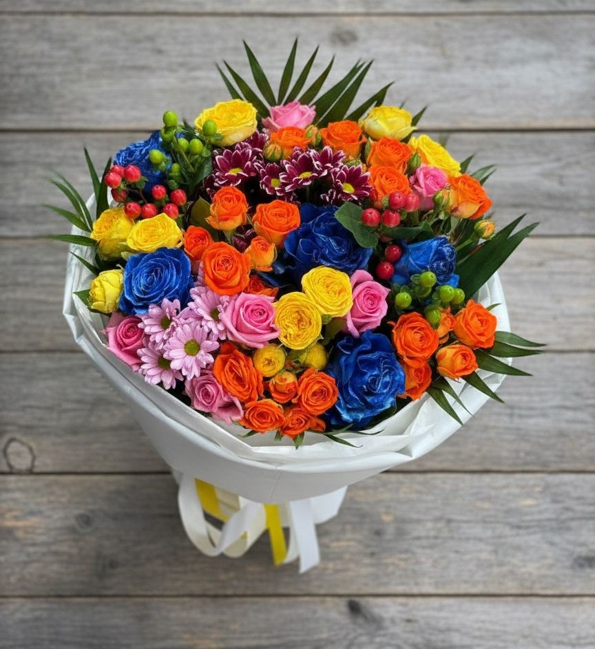 Букет цветов из: Розы и Хризантемы в Романовской