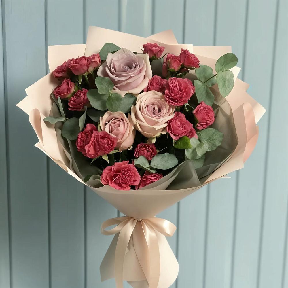Букет цветов из: Гвоздики и Розы в Романовской