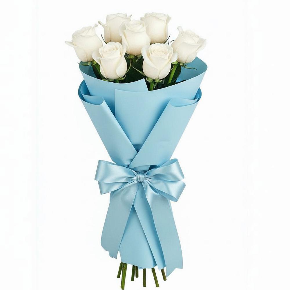 Букет 7 белых роз Проуд в Романовской