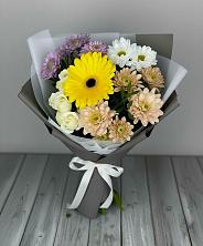 Букет цветов из:  Розы, Герберы и Хризантемы в Романовской