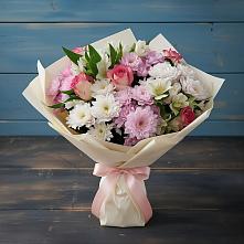 Букет цветов из:  Хризантемы, Альстромерии и Розы в Романовской