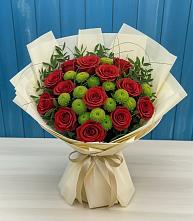 Букет цветов из:  Розы и Хризантемы в Романовской