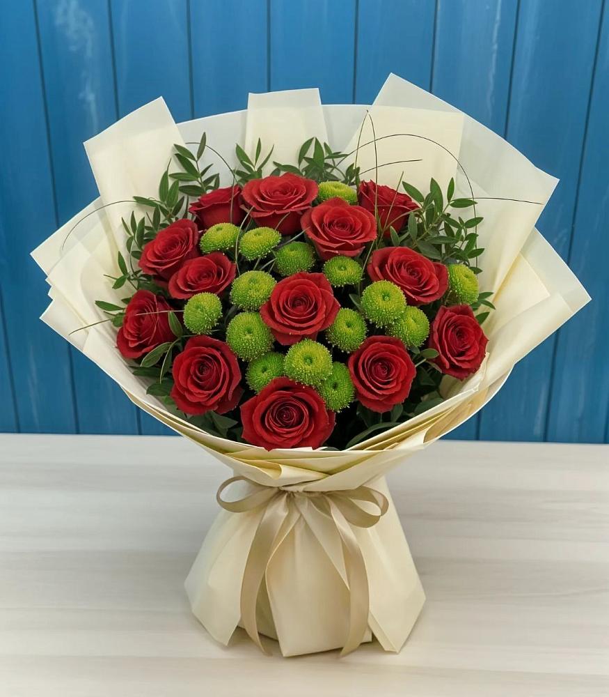 Букет цветов из: Розы и Хризантемы в Романовской